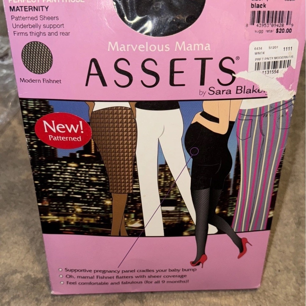 ASSETS Marvelous Mama Maternity Tights Size 1 Black Underbelly Support Womens